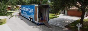 local movers with truck at a residence